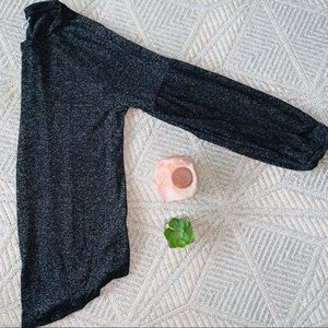 balloon sleeve heathered long sleeve T